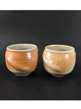 Set of 2 handmade porcelain teacups, organic wabi sabi hand made toasty glazed